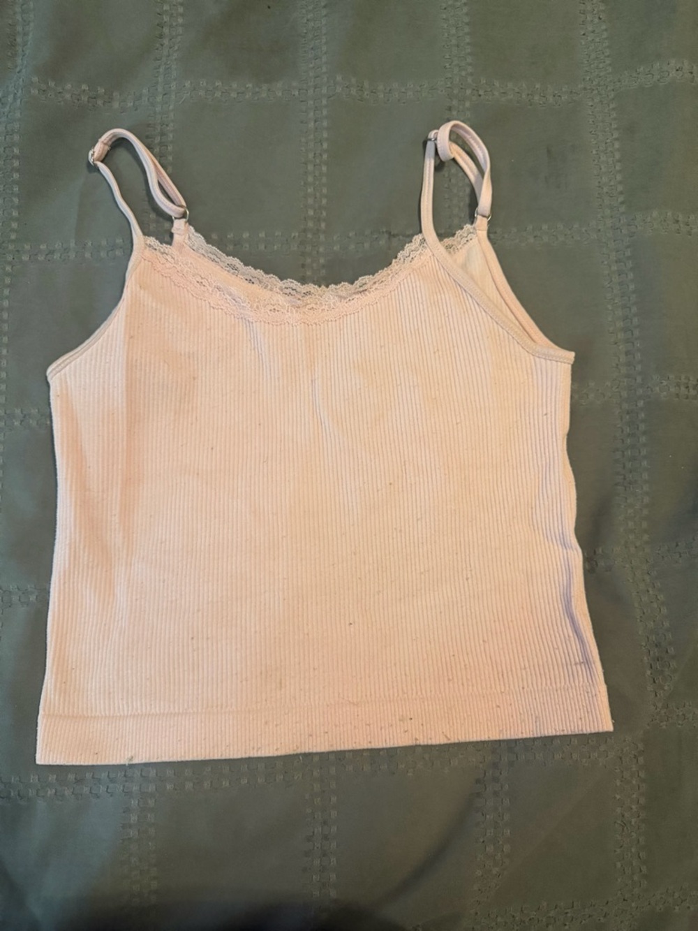 Women's Ribbed Lace-Trim Camisole - Light Pink